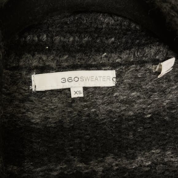 360 Cashmere Striped Drape Front Cardigan Sweater Black Gray XSmall Wool Blend - Picture 8 of 10